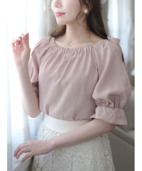 Areeam(アリーム)の「ショルダーリボンブラウス(シャツ/ブラウス・レディース・ベージュ/ライトピンク・FREE)」の19枚目の写真