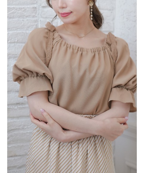 Areeam(アリーム)の「ショルダーリボンブラウス(シャツ/ブラウス・レディース・ベージュ/ライトピンク・FREE)」の9枚目の写真