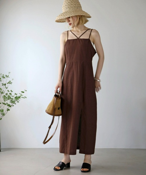 UNFIELD（アンフィールド）の「【UNFIELD】麻混キャミワンピース（ワンピース・レディース・ブラック/ブラウン/オフホワイト・FREE）」の19枚目の写真