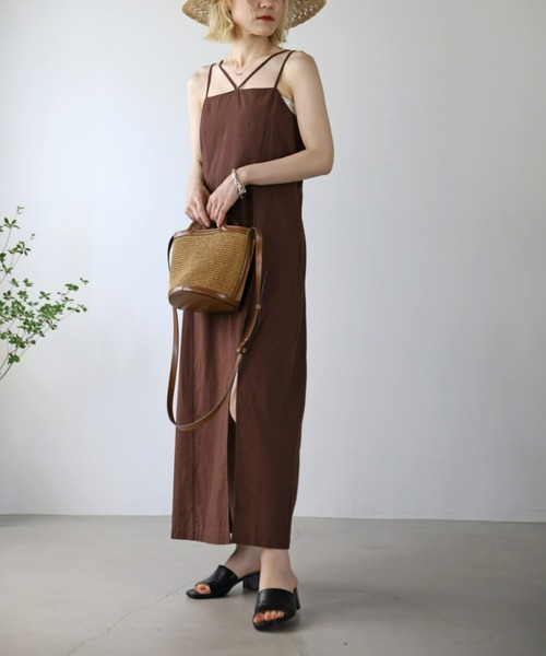 UNFIELD（アンフィールド）の「【UNFIELD】麻混キャミワンピース（ワンピース・レディース・ブラック/ブラウン/オフホワイト・FREE）」の21枚目の写真