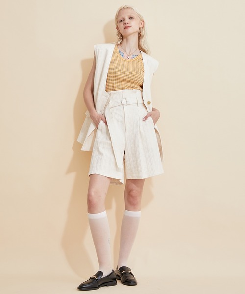 【INella/イネラ】ベルテッドハイウエストショートパンツ INella（イネラ）の「【INella/イネラ】ベルテッドハイウエスト