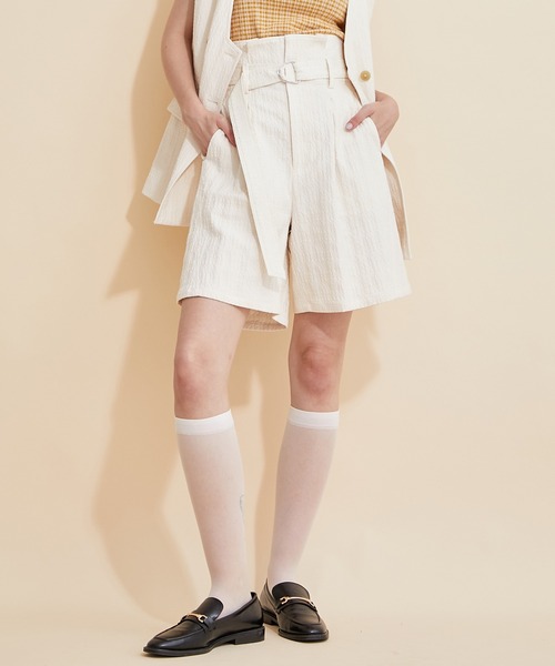 INella（イネラ）の「【INella/イネラ】ベルテッドハイウエストショートパンツ（その他パンツ・レディース・ネイビー/アイボリー・1/2）」の7枚目の写真