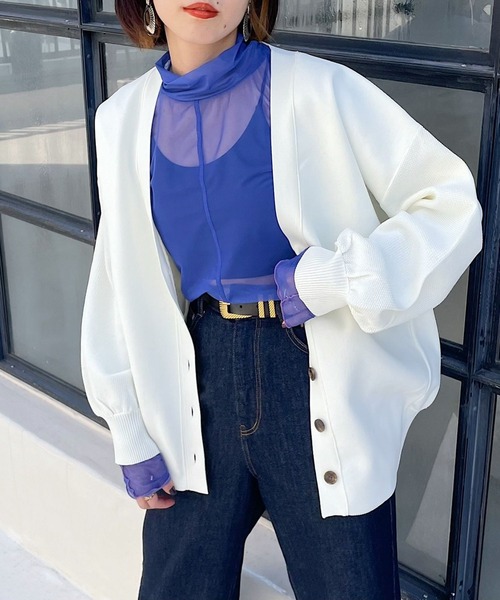 PAGEBOY（ページボーイ）の「スポンジコクーンVネックカーディガン（カーディガン/ボレロ・レディース・オフホワイト/ブラック/ブラウン系その他/ブルー系その他/オレンジ/ターコイズブルー・FREE）」の14枚目の写真