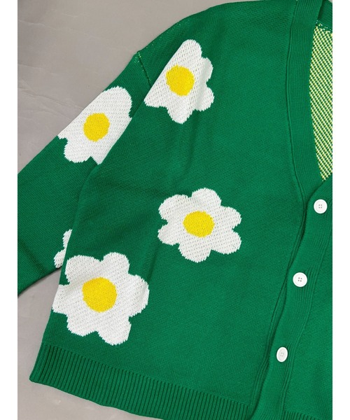 A'gem（エージェム）の「『A'gem/エージェム』花柄ジャガードニットカーディガン（カーディガン/ボレロ・メンズ・グリーン/ホワイト/ブラック・FREE）」の16枚目の写真