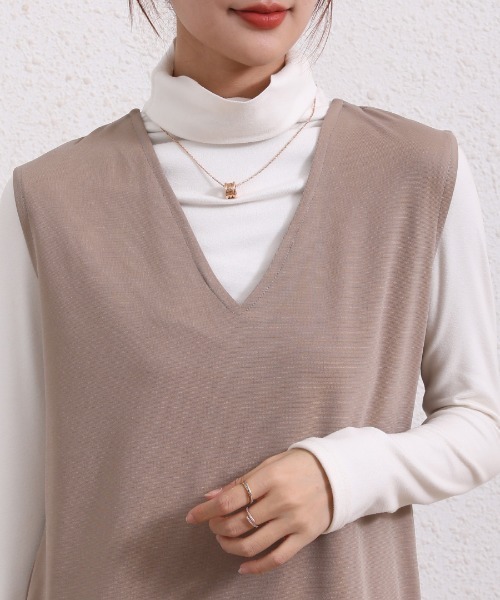 Coo+i（クーイ）の「2WAYマーメードロングワンピース Vネック（ワンピース・レディース・ネイビー/ブラック/ベージュ/グレー/モカ/カーキ・M/L）」の12枚目の写真