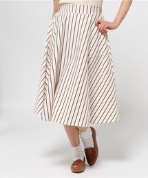 earth music&ecology | 【すきな丈スカート】ストライプミモレフレアスカート(スカート)