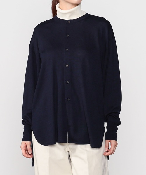 Scye(サイ)の「Scye | ウール バンドカラーシャツ WOMEN(シャツ/ブラウス・レディース・チャコール/ダークネイビー・38)」の2枚目の写真