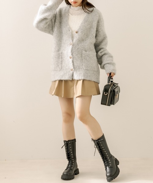 OLIVE des OLIVE(オリーブデオリーブ)の「タンク底ミドル丈レースアップブーツ(ブーツ・レディース・ブラック/ダークブラウン・SMALL/MEDIUM/LARGE)」の7枚目の写真