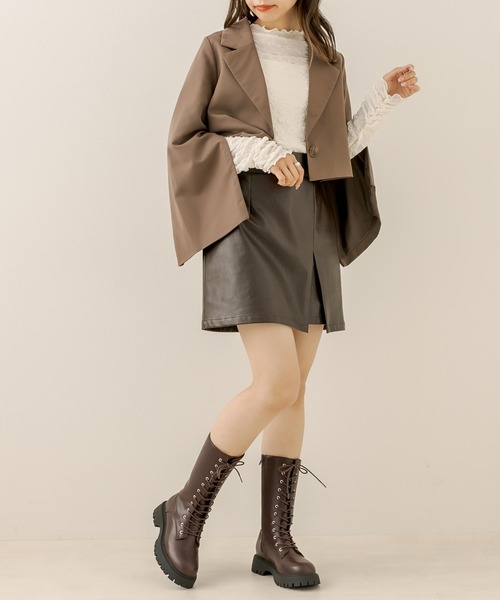 OLIVE des OLIVE(オリーブデオリーブ)の「タンク底ミドル丈レースアップブーツ(ブーツ・レディース・ブラック/ダークブラウン・SMALL/MEDIUM/LARGE)」の11枚目の写真