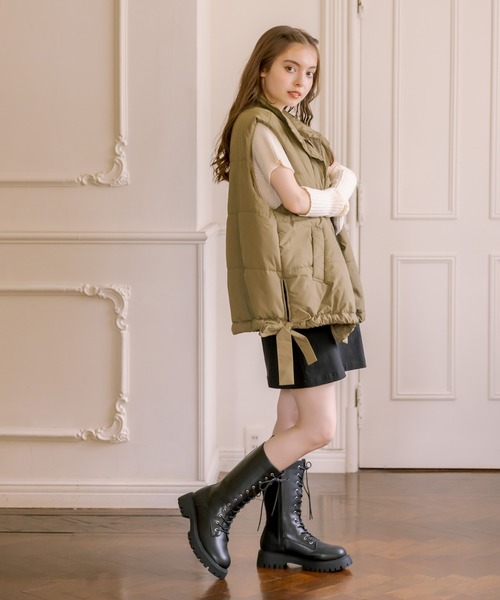 OLIVE des OLIVE(オリーブデオリーブ)の「タンク底ミドル丈レースアップブーツ(ブーツ・レディース・ブラック/ダークブラウン・SMALL/MEDIUM/LARGE)」の14枚目の写真