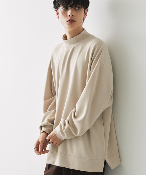 Anchor Smith(アンカー スミス)の「ハイポンチ モックハイネック ビッグシルエットドレープ長袖カットソー(Tシャツ/カットソー・メンズ・チャコール/ライトグレー/グリーン系/バーガンディー/ホワイト/ブラック/ベージュ/グレー/ダークグリーン/ライトブルー/ダークパープル/スモークピンク・L/M)」の6枚目の写真