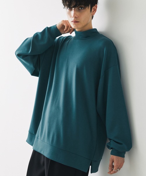 Anchor Smith(アンカー スミス)の「ハイポンチ モックハイネック ビッグシルエットドレープ長袖カットソー(Tシャツ/カットソー・メンズ・チャコール/ライトグレー/グリーン系/バーガンディー/ホワイト/ブラック/ベージュ/グレー/ダークグリーン/ライトブルー/ダークパープル/スモークピンク・L/M)」の7枚目の写真