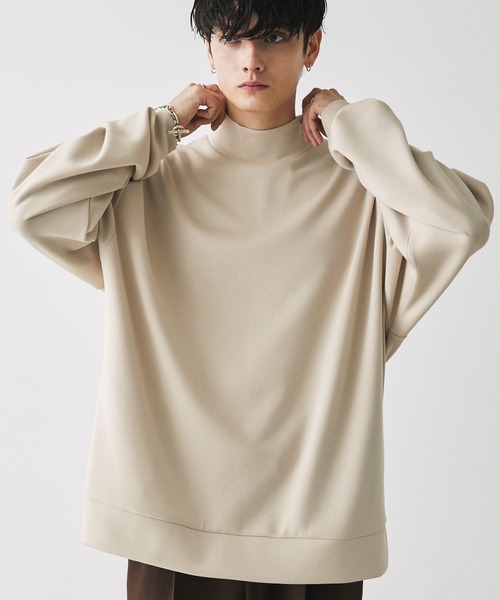 Anchor Smith(アンカー スミス)の「ハイポンチ モックハイネック ビッグシルエットドレープ長袖カットソー(Tシャツ/カットソー・メンズ・チャコール/ライトグレー/グリーン系/バーガンディー/ホワイト/ブラック/ベージュ/グレー/ダークグリーン/ライトブルー/ダークパープル/スモークピンク・L/M)」の18枚目の写真