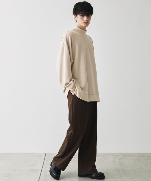 Anchor Smith(アンカー スミス)の「ハイポンチ モックハイネック ビッグシルエットドレープ長袖カットソー(Tシャツ/カットソー・メンズ・チャコール/ライトグレー/グリーン系/バーガンディー/ホワイト/ブラック/ベージュ/グレー/ダークグリーン/ライトブルー/ダークパープル/スモークピンク・L/M)」の22枚目の写真