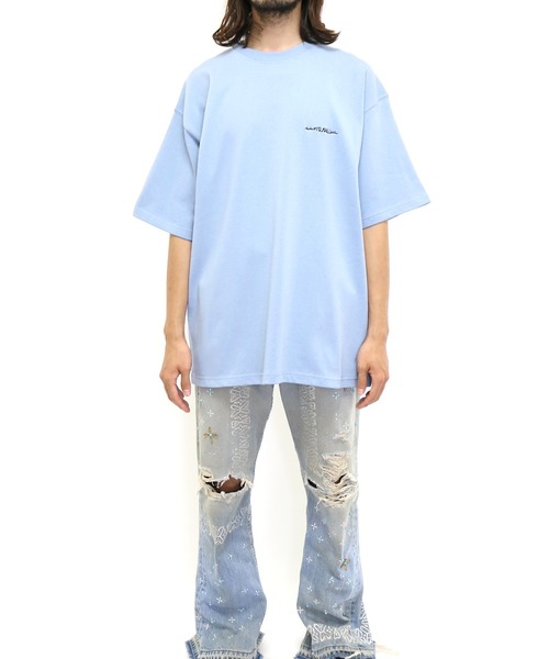 elephant TRIBAL fabrics（エレファントトライバルファブリックス）の「elephant TRIBAL fabrics Fiction Fat T-SH（Tシャツ/カットソー・メンズ・ホワイト/ブラック/サックスブルー・SMALL/MEDIUM）」の9枚目の写真