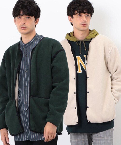 COMME CA COMMUNE(コムサコミューン)の「【ウォッシャブル】リバーシブル フリース カーディガン(カーディガン/ボレロ・メンズ・グレイッシュベージュ/グリーン・FREE)」の2枚目の写真