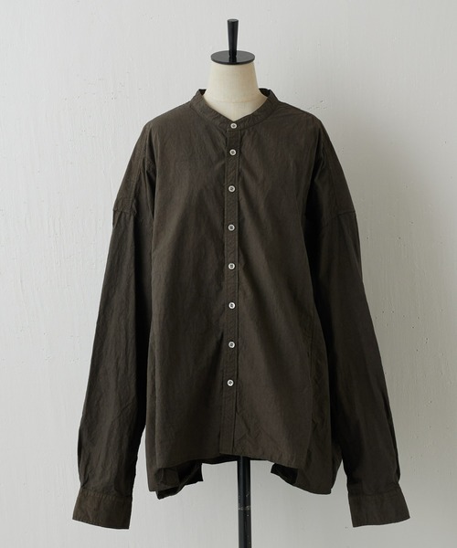 BEARDSLEY（ビアズリー）の「ビッグシャツ：綿100% フロントと脇・袖部分に違うシャツを組み合わせ1つに（シャツ/ブラウス・レディース・カーキ/ホワイト・FREE）」の19枚目の写真