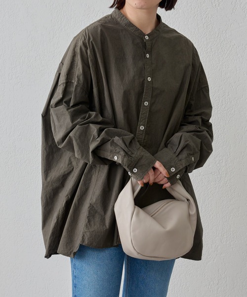 BEARDSLEY（ビアズリー）の「ビッグシャツ：綿100% フロントと脇・袖部分に違うシャツを組み合わせ1つに（シャツ/ブラウス・レディース・カーキ/ホワイト・FREE）」の10枚目の写真