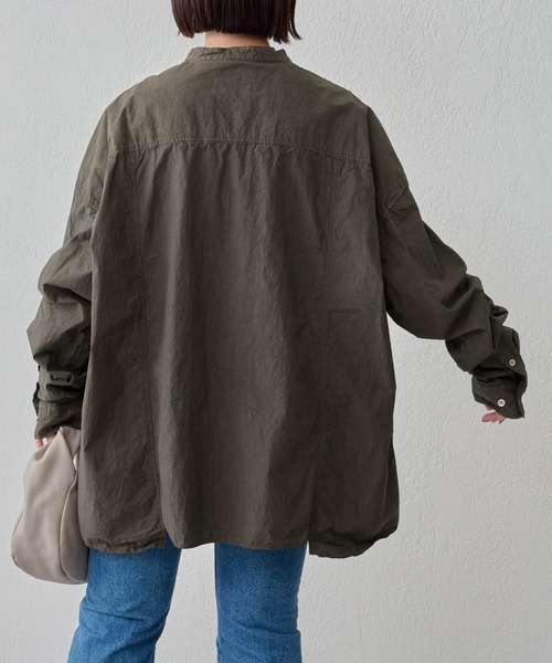 BEARDSLEY（ビアズリー）の「ビッグシャツ：綿100% フロントと脇・袖部分に違うシャツを組み合わせ1つに（シャツ/ブラウス・レディース・カーキ/ホワイト・FREE）」の13枚目の写真