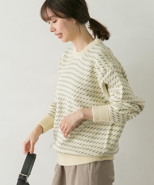 URBAN RESEARCH DOORS（アーバンリサーチドアーズ）の「『ユニセックス』バーズアイクルーネックニット（ニット/セーター・メンズ・ブルー系その他/ホワイト系その他/ブラウン系その他/ブラック系その他・SMALL/MEDIUM/LARGE）」の14枚目の写真