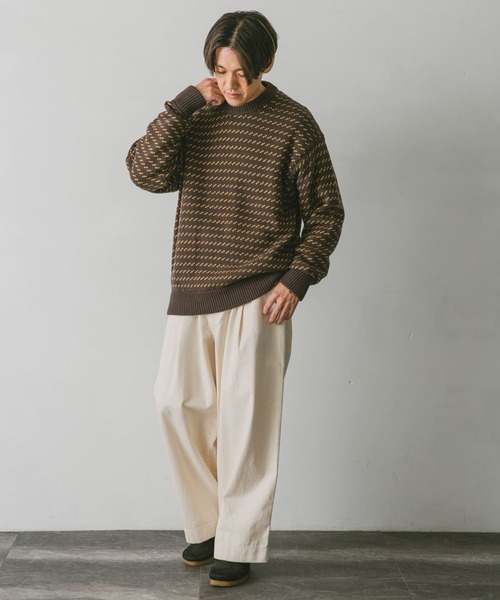 URBAN RESEARCH DOORS（アーバンリサーチドアーズ）の「『ユニセックス』バーズアイクルーネックニット（ニット/セーター・メンズ・ブルー系その他/ホワイト系その他/ブラウン系その他/ブラック系その他・SMALL/MEDIUM/LARGE）」の11枚目の写真