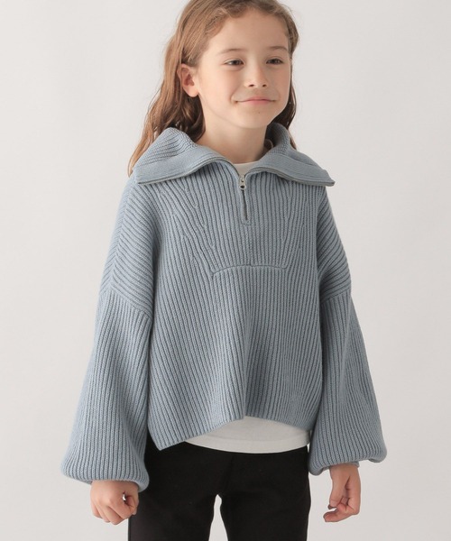 GLOBAL WORK(グローバルワーク)の「ハーフZIPニットプルオーバ/ 295087(ニット/セーター・キッズ・オフホワイト/スカイブルー・140cm/150cm/100cm/120cm/160cm/110cm/130cm)」の1枚目の写真