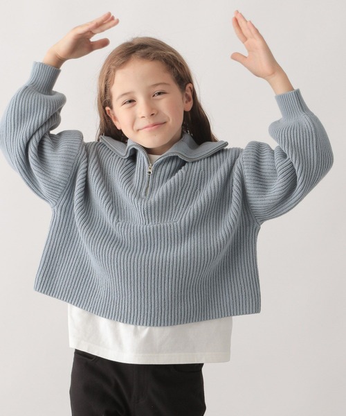 GLOBAL WORK(グローバルワーク)の「ハーフZIPニットプルオーバ/ 295087(ニット/セーター・キッズ・オフホワイト/スカイブルー・140cm/150cm/100cm/120cm/160cm/110cm/130cm)」の7枚目の写真