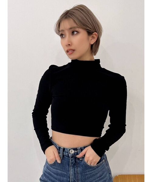 GYDA(ジェイダ)の「BACKレースアップハイネックトップス(Tシャツ/カットソー・レディース・ブラック/オフホワイト・FREE)」の18枚目の写真