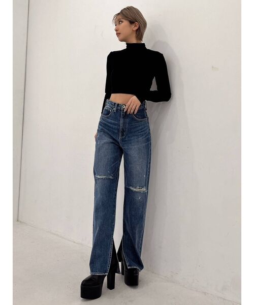 GYDA(ジェイダ)の「BACKレースアップハイネックトップス(Tシャツ/カットソー・レディース・ブラック/オフホワイト・FREE)」の14枚目の写真