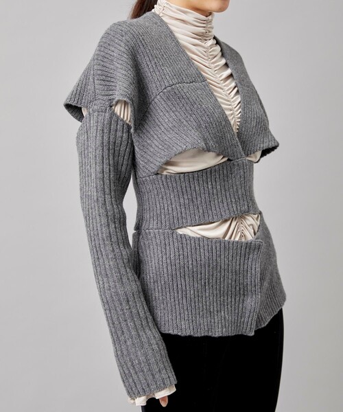 FETICO（フェティコ）の「【FETICO/フェティコ】《STUDIOUS別注》バンデージニットカーディガン（カーディガン/ボレロ・レディース・グレー/オフホワイト・FREE）」の19枚目の写真
