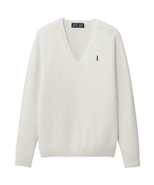 EASTBOY(イーストボーイ)の「セーター 綿 7G スクール ニット 中学生 高校生(ニット/セーター・キッズ・オフホワイト/ネイビー/ベージュ/ライトグレー/ブラック・7号/9号/11号)」の1枚目の写真