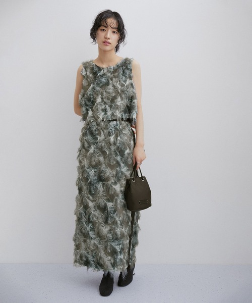 ADAM ET ROPE'（アダムエロペ）の「【セットアップ対応】フリンジプリントスカート（スカート・レディース・ブラック系その他/イエロー系その他・36/38）」の4枚目の写真