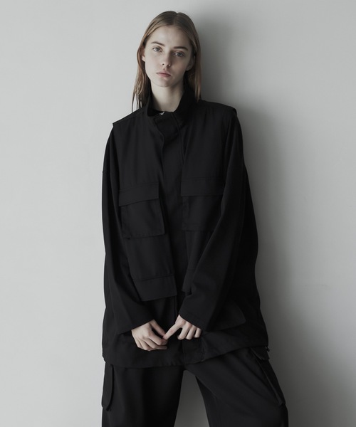 remer（リメール）の「loose military Hi-zip vest / ルーズミリタリーハイジップベスト（ベスト・メンズ・チャコールグレー/ブラック・SMALL/MEDIUM/LARGE）」の19枚目の写真