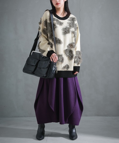 osharewalker（オシャレウォーカー）の「『ニュアンスアート柄ニット』（ニット/セーター・レディース・オフホワイト・FREE）」の9枚目の写真