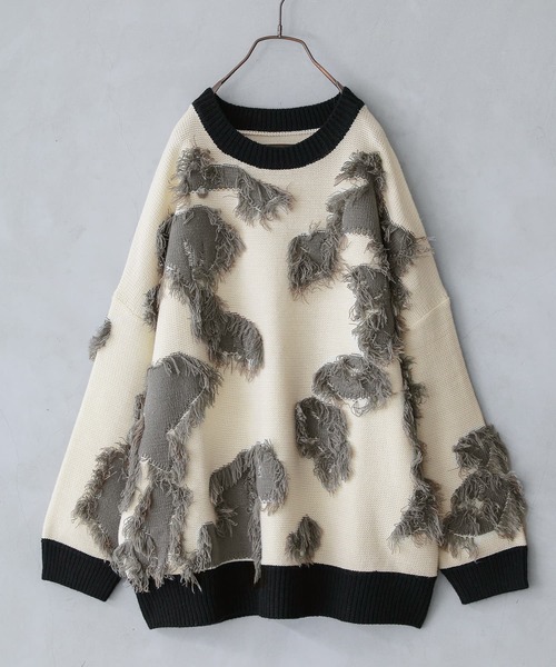 osharewalker（オシャレウォーカー）の「『ニュアンスアート柄ニット』（ニット/セーター・レディース・オフホワイト・FREE）」の17枚目の写真