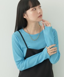 earth music&ecology | シアーギンガムクルーネックプルオーバー(Tシャツ/カットソー)