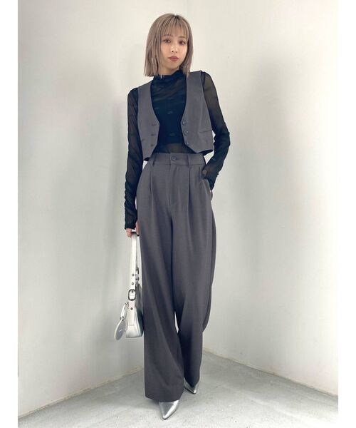 EMODA(エモダ)の「【SET UP着用可能】ノーカラーコンパクトベスト(ベスト・レディース・その他1/グレー/ブラック/その他・FREE)」の9枚目の写真