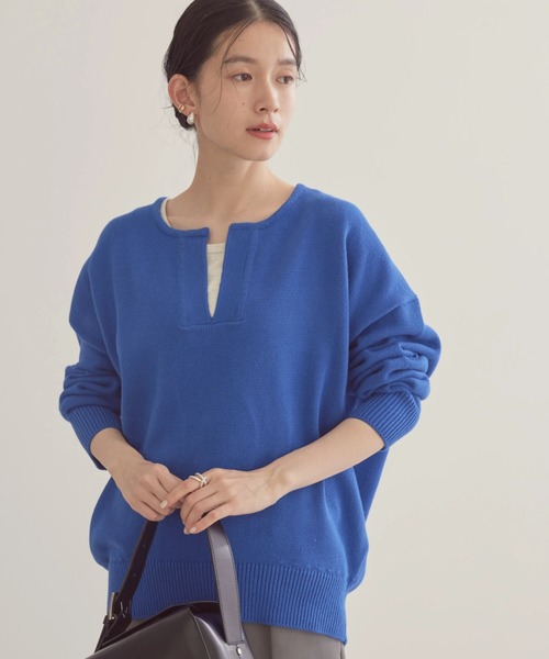 AMERICAN HOLIC（アメリカンホリック）の「スキッパーニットプルオーバー（ニット/セーター・レディース・ブルー/グリーン/アイボリー/ピンク/ネイビー・M/L）」の4枚目の写真