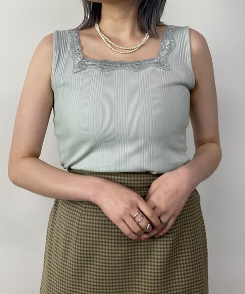 179/WG（イチナナキュウダブルジー）の「2WAYレースタンクトップ（タンクトップ・レディース・ブラック/ブルー/サーモンピンク/オフホワイト/ピンク/ミント・FREE）」の4枚目の写真