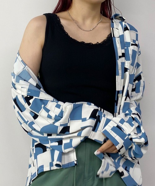 179/WG（イチナナキュウダブルジー）の「2WAYレースタンクトップ（タンクトップ・レディース・ブラック/ブルー/サーモンピンク/オフホワイト/ピンク/ミント・FREE）」の3枚目の写真