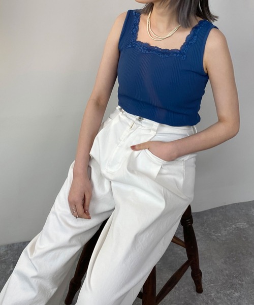 179/WG（イチナナキュウダブルジー）の「2WAYレースタンクトップ（タンクトップ・レディース・ブラック/ブルー/サーモンピンク/オフホワイト/ピンク/ミント・FREE）」の20枚目の写真