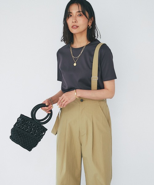 RIVE DROITE(リヴドロワ)の「大好評アイテムがリバイバル!/スーピマクルーネックカットソー(Tシャツ/カットソー・レディース・チャコールグレー/ベージュ/オフホワイト/ブラック・FREE)」の2枚目の写真