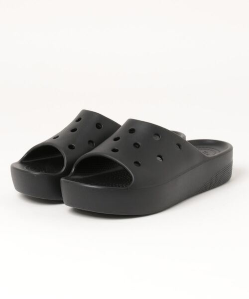 crocs(クロックス)の「【crocs】CLASSIC PLATFORM SLIDE(クロックス クラシック プラットフォーム スライド)208180【厚底】(サンダル・レディース・オフホワイト/ホワイト/ブラック・24.0cm/25.0cm/22.0cm/23.0cm)」の3枚目の写真