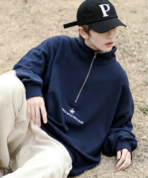 【neos -addictive design-】BEVERLY HILLS POLO CLUB ビバリーヒルズ ポロクラブ ビッグシルエット ロゴ刺繍 スウェット ハーフジップ アノラック
