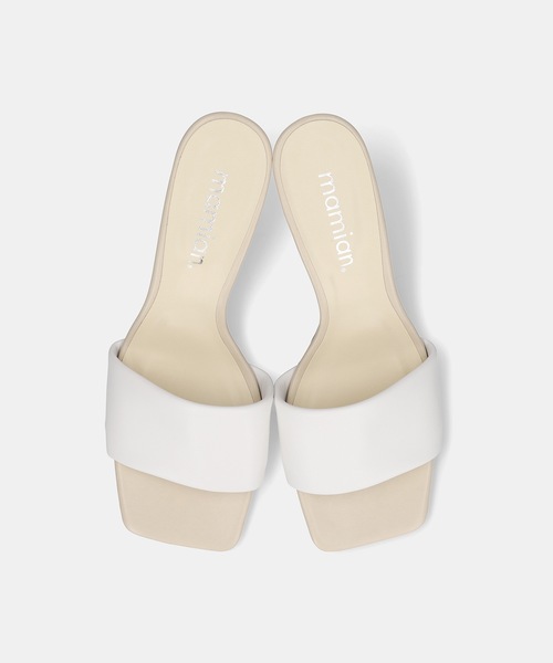 MAMIAN（マミアン）の「ワイドスクエアトゥ パデット ミュールサンダル (7.0cmヒール)（サンダル・レディース・ラベンダー/ホワイト/グレイッシュベージュ/ブラック/ベージュ系その他・M/L/S）」の8枚目の写真