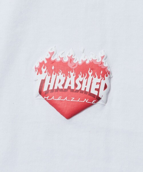 FREAK'S STORE(フリークスストア)の「【限定展開】THRASHER×FREAK'S STORE/スラッシャー 別注 ビッグシルエット ワンポイント フレイム ハートロゴ ドロップショルダーTシャツ(Tシャツ/カットソー・メンズ・アッシュグレー/ブラック/ホワイト・SMALL/MEDIUM/LARGE)」の6枚目の写真