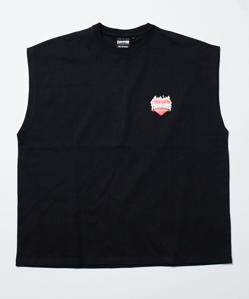 FREAK'S STORE(フリークスストア)の「【限定展開】THRASHER×FREAK'S STORE/スラッシャー 別注 ビッグシルエット ワンポイント フレイム ハートロゴ ドロップショルダーTシャツ(Tシャツ/カットソー・メンズ・アッシュグレー/ブラック/ホワイト・SMALL/MEDIUM/LARGE)」の7枚目の写真