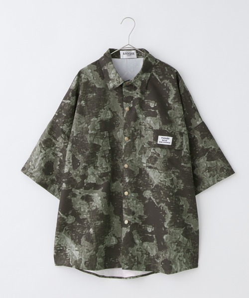 BASQUE magenta（バスクマゼンタ）の「ビッグシルエットカモフラグラフィック半袖シャツ（シャツ/ブラウス・メンズ・グリーン/グレー・M/L）」の14枚目の写真