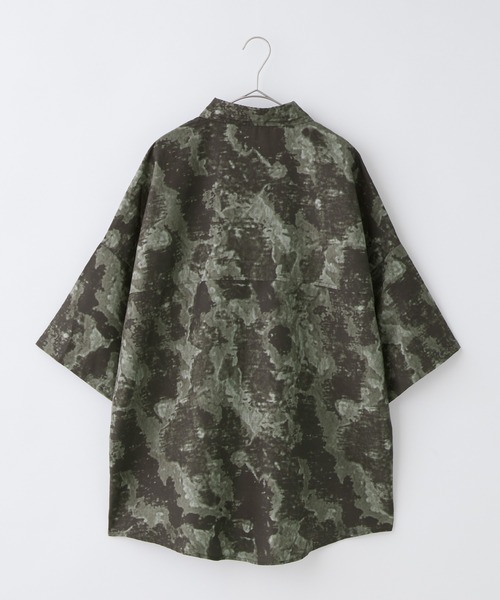 BASQUE magenta（バスクマゼンタ）の「ビッグシルエットカモフラグラフィック半袖シャツ（シャツ/ブラウス・メンズ・グリーン/グレー・M/L）」の15枚目の写真
