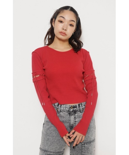 セール】2WAY LACE UP THERMAL トップス（Tシャツ/カットソー